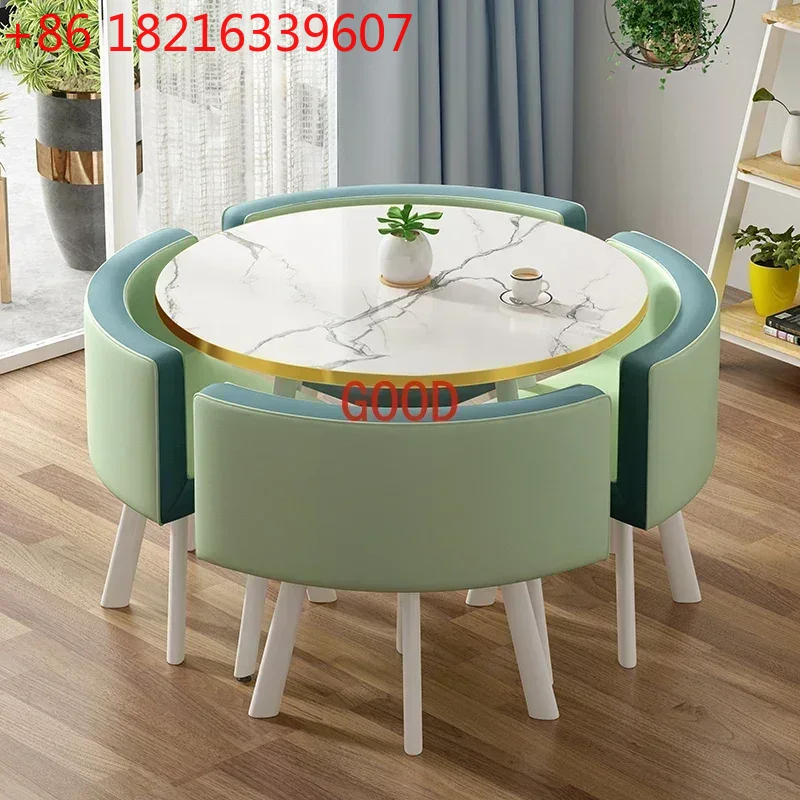 Office Furniture Center - TAO Poker Marble Eettafelset 4 Stoelen