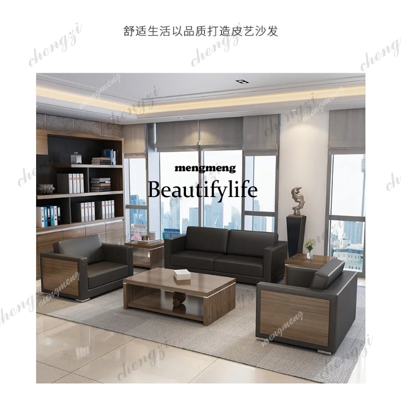 Office Furniture Luxury - d5556 Houten kantoorbanken van koeienhuid Comfortabele,