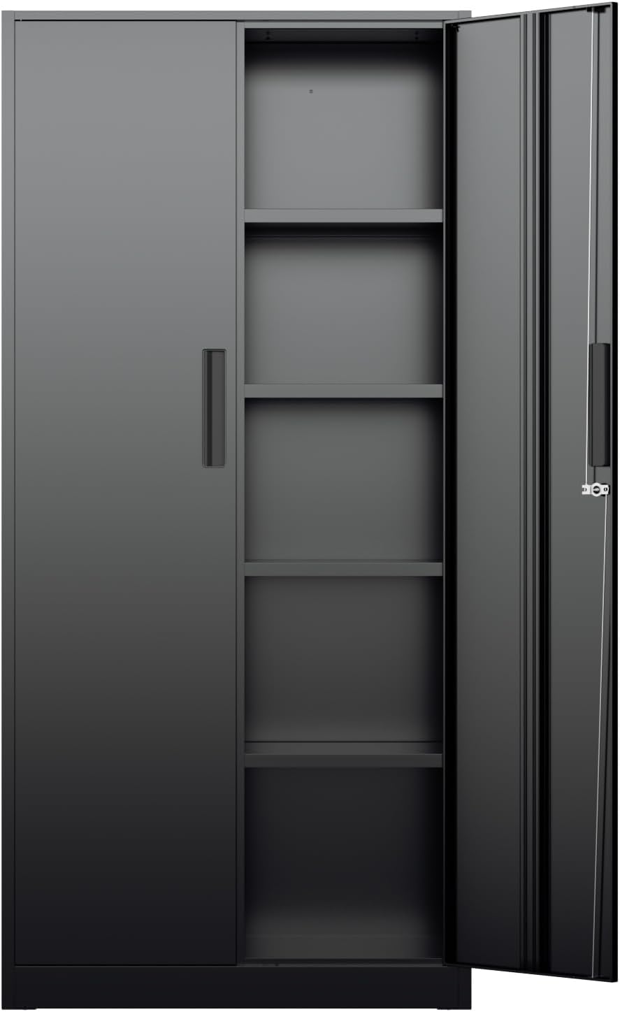 Hoge metalen opbergkast, afslu - Office Furniture Warehouse recensie en prijs